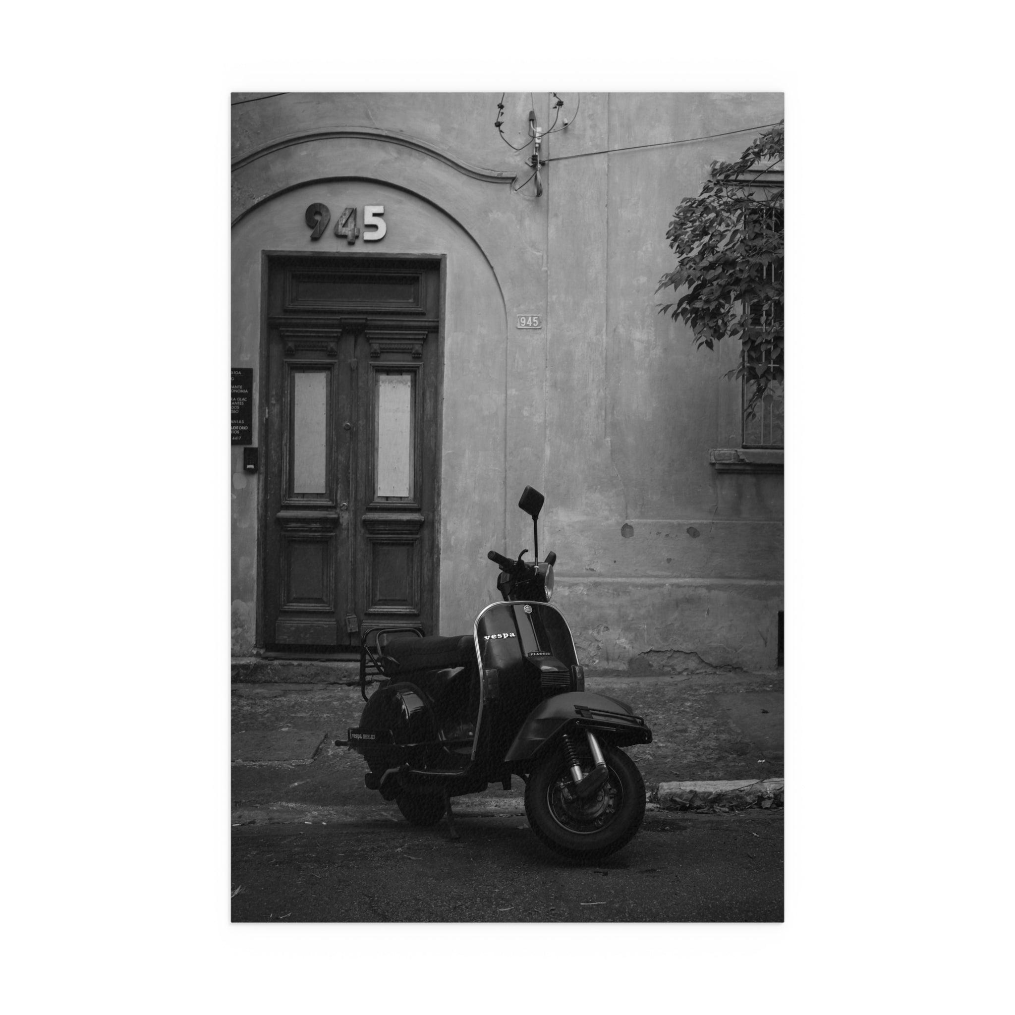 Vintage Vespa Scooter poster Silk Poster | Black and White European Street Photography