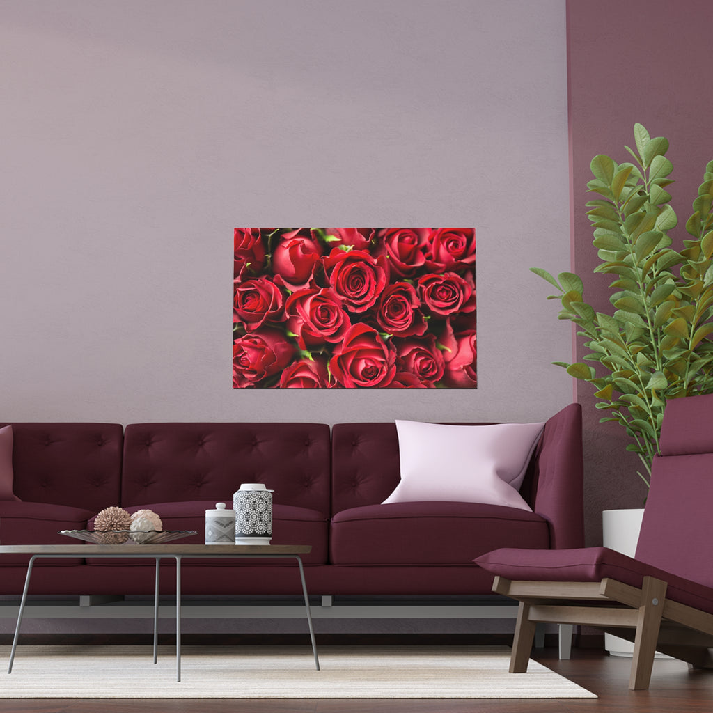 Red Rose Floral Print Silk Poster | Poster