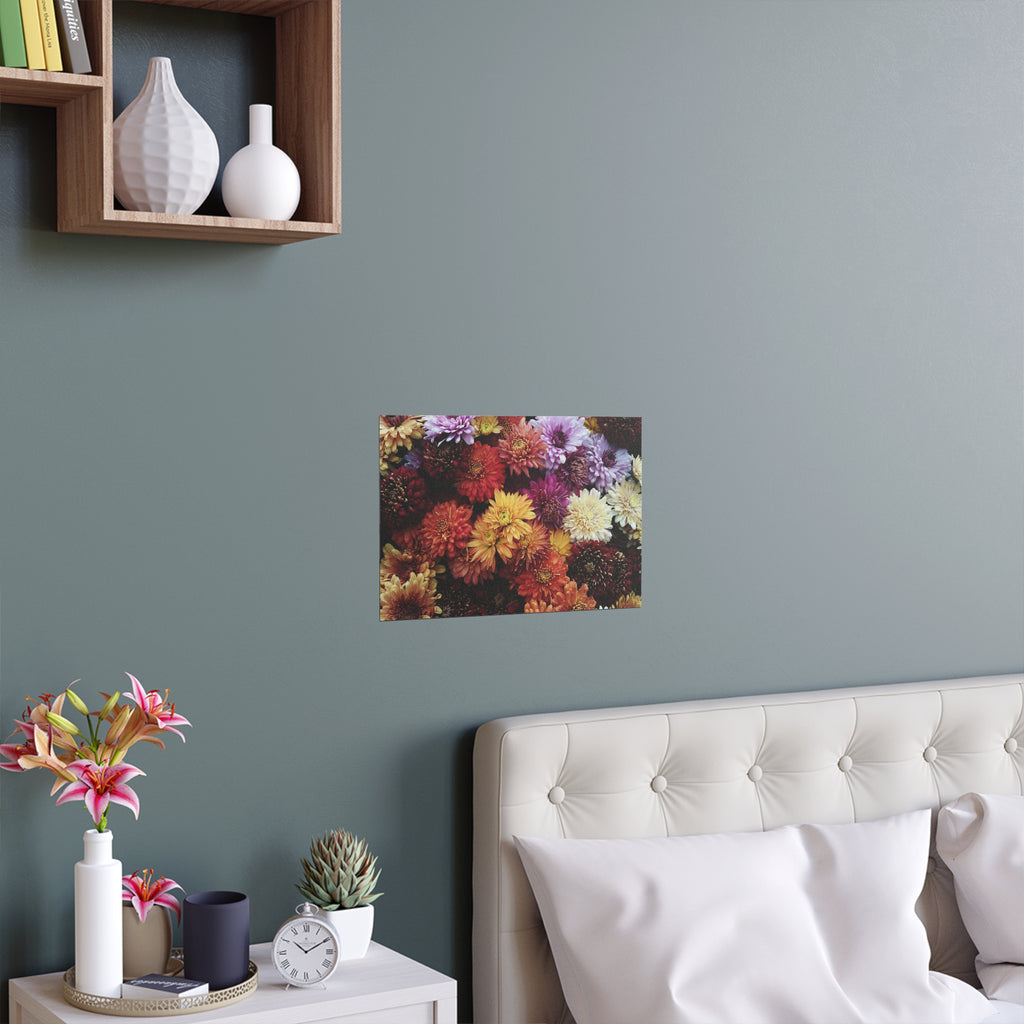 Colorful Chrysanthemum Collage Silk Poster