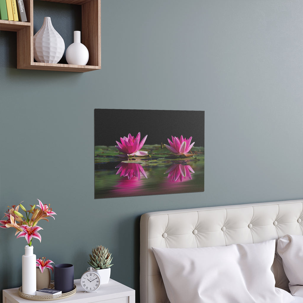 Pink Water Lily Silk Poster | Floral Wall Art, Pond Reflection