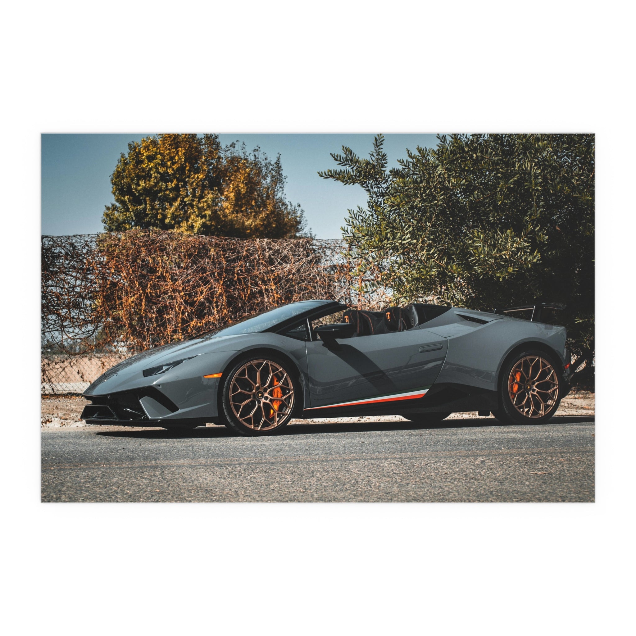 Matte Gray Sports Car Poster Indoor Outdoor Silk Poster | Convertible Supercar Wall Art