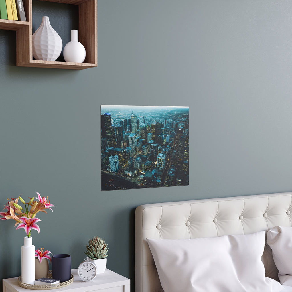 City Skyline at Dusk Silk Poster | Indoor Outdoor Wall Art