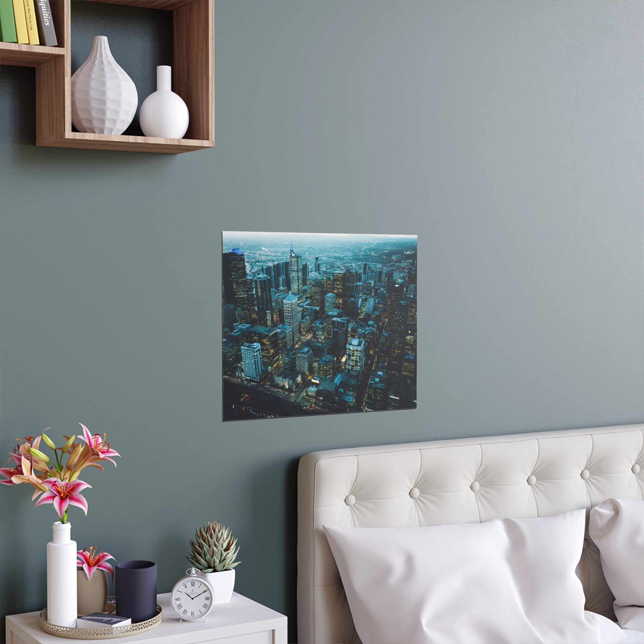 City Skyline at Dusk Silk Poster | Indoor Outdoor Wall Art