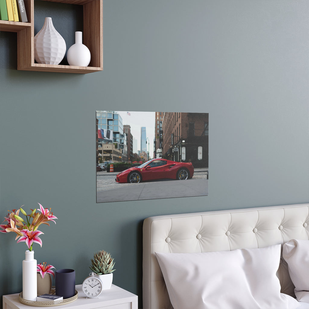 Red Sports Car City Street poster