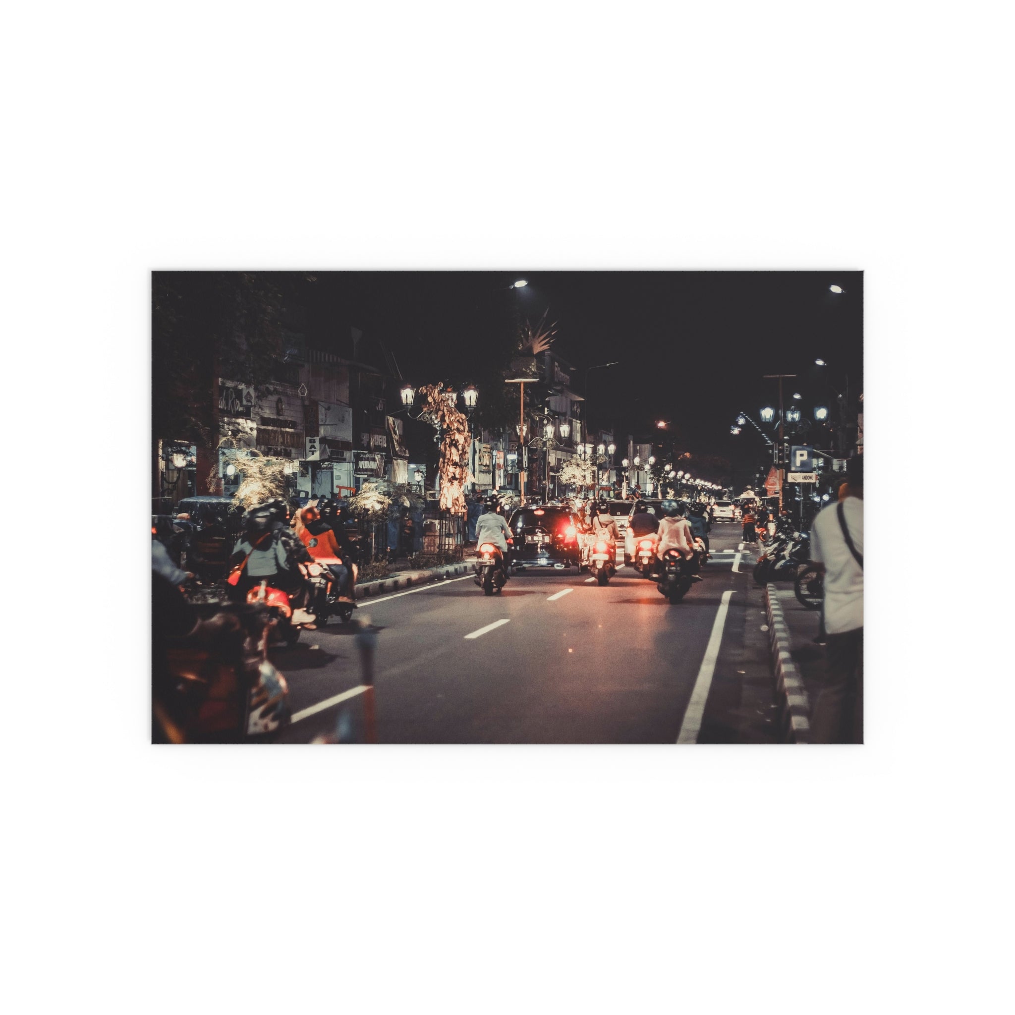 Night City Street Photography Poster | Silk Wall Art