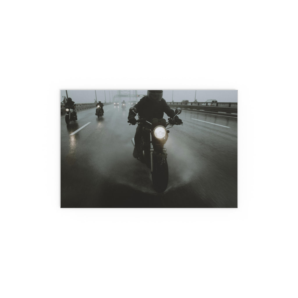 Motorcycle Riders in Rain Silk Poster | Indoor Outdoor