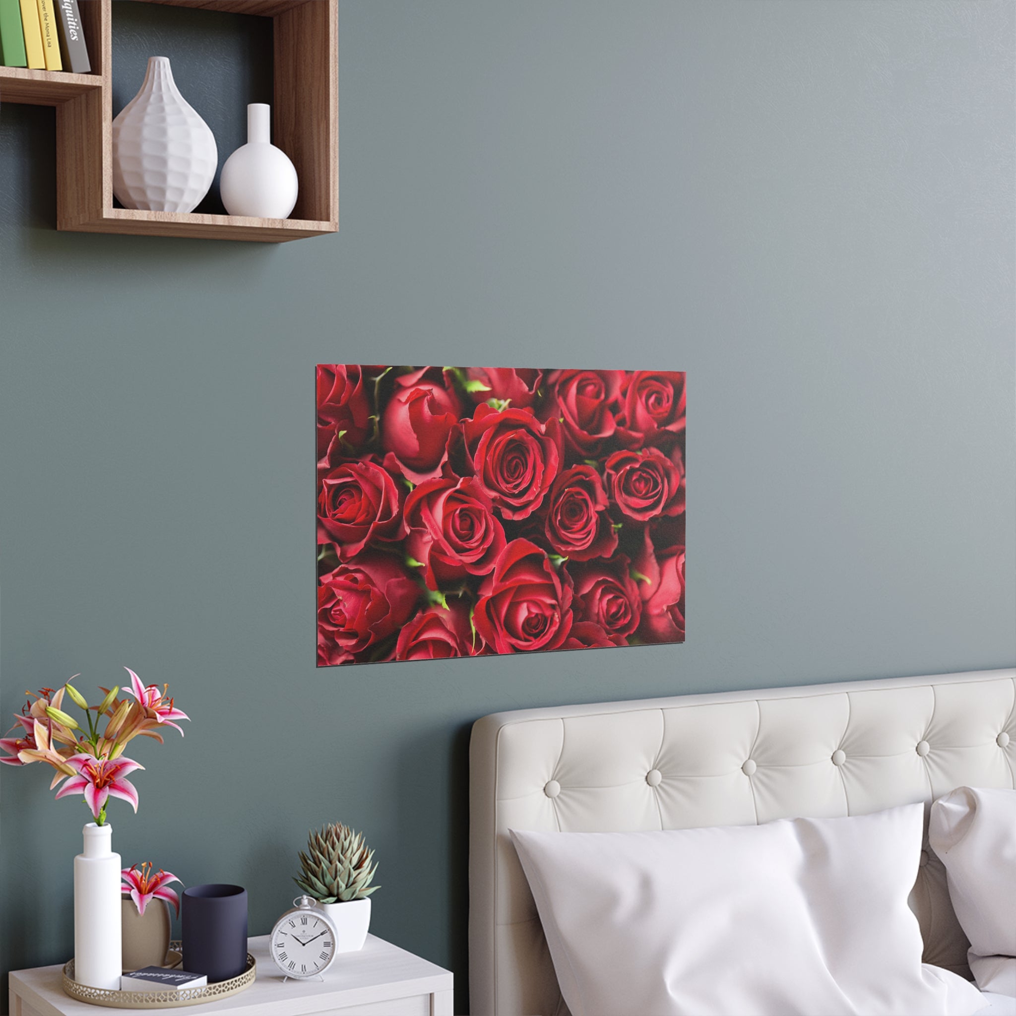 Red Rose Floral Print Silk Poster | Poster
