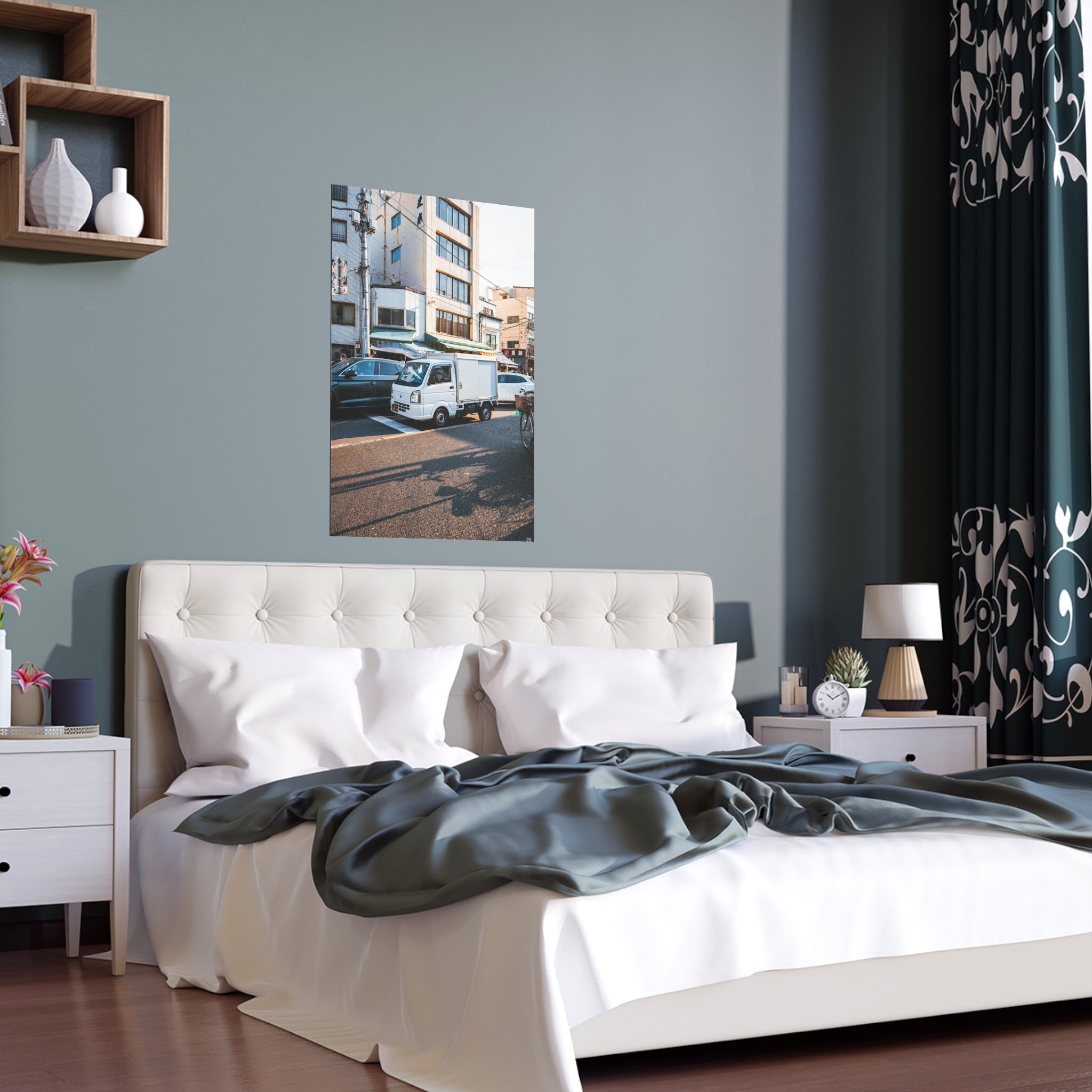 Urban Street Scene Silk Poster | Indoor Outdoor Wall Art