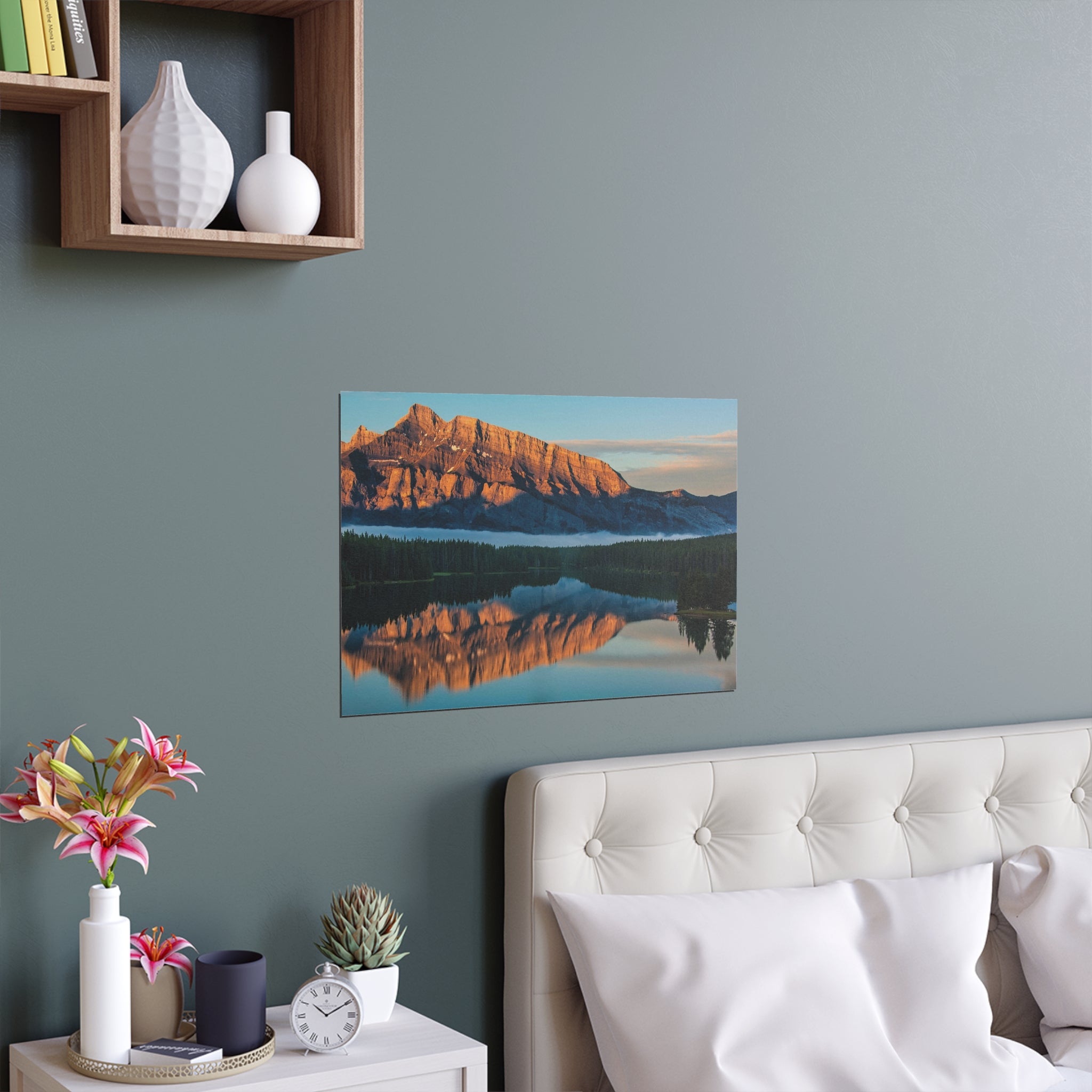 Mountain Lake Reflection Silk Poster | Indoor Outdoor Wall Art