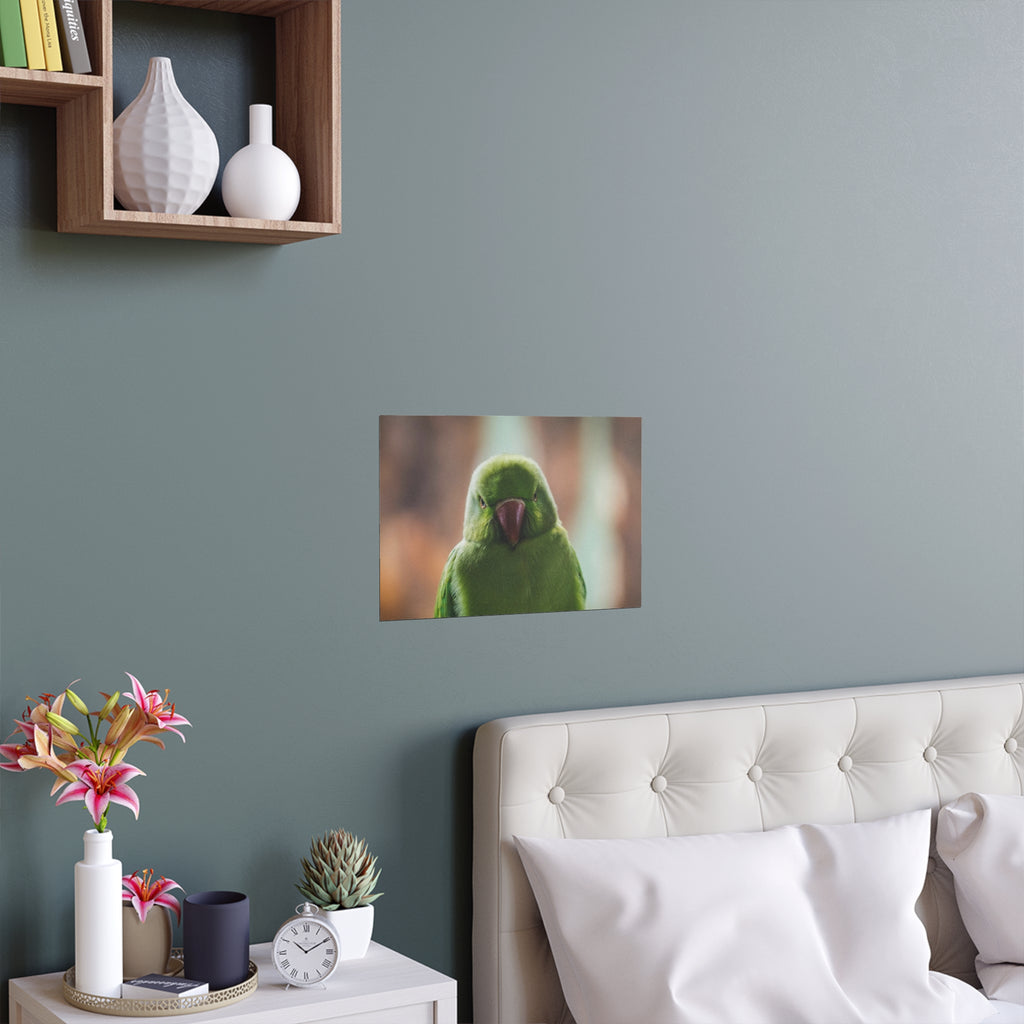 Green Parrot Portrait Silk Poster | Indoor Outdoor Wall Art