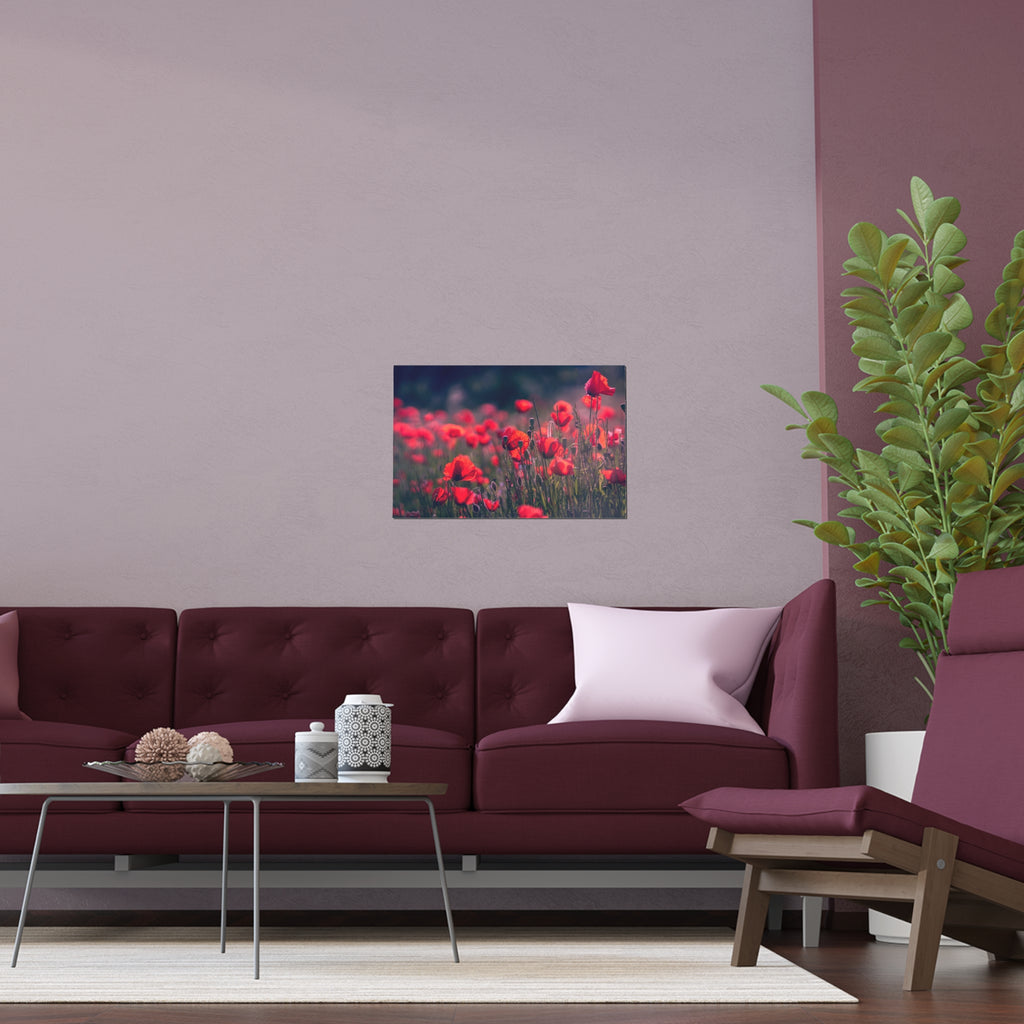 Red Poppy Field Silk Poster | Indoor Outdoor Wall Art