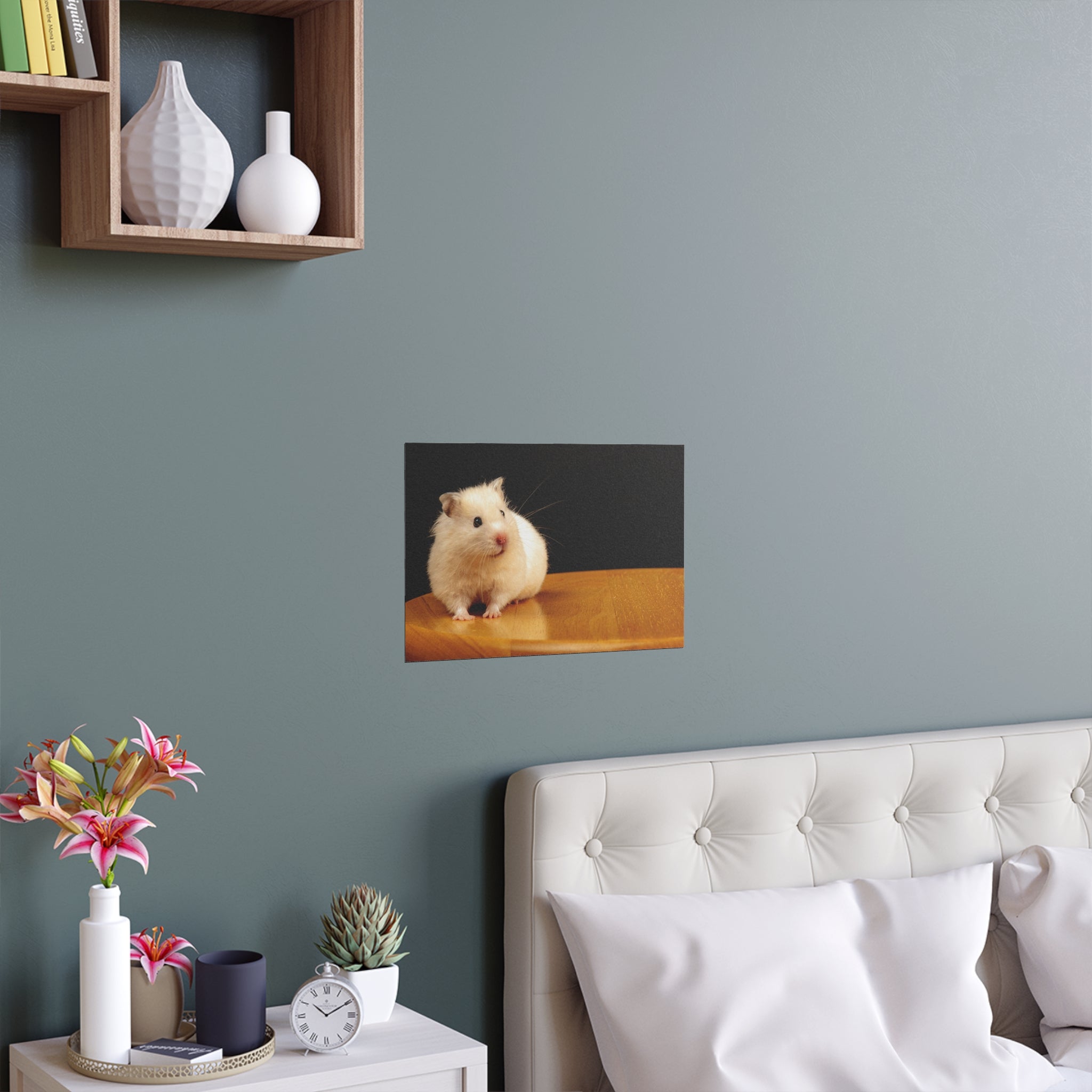 Cute White Hamster Silk Poster | Indoor Outdoor Wall Art