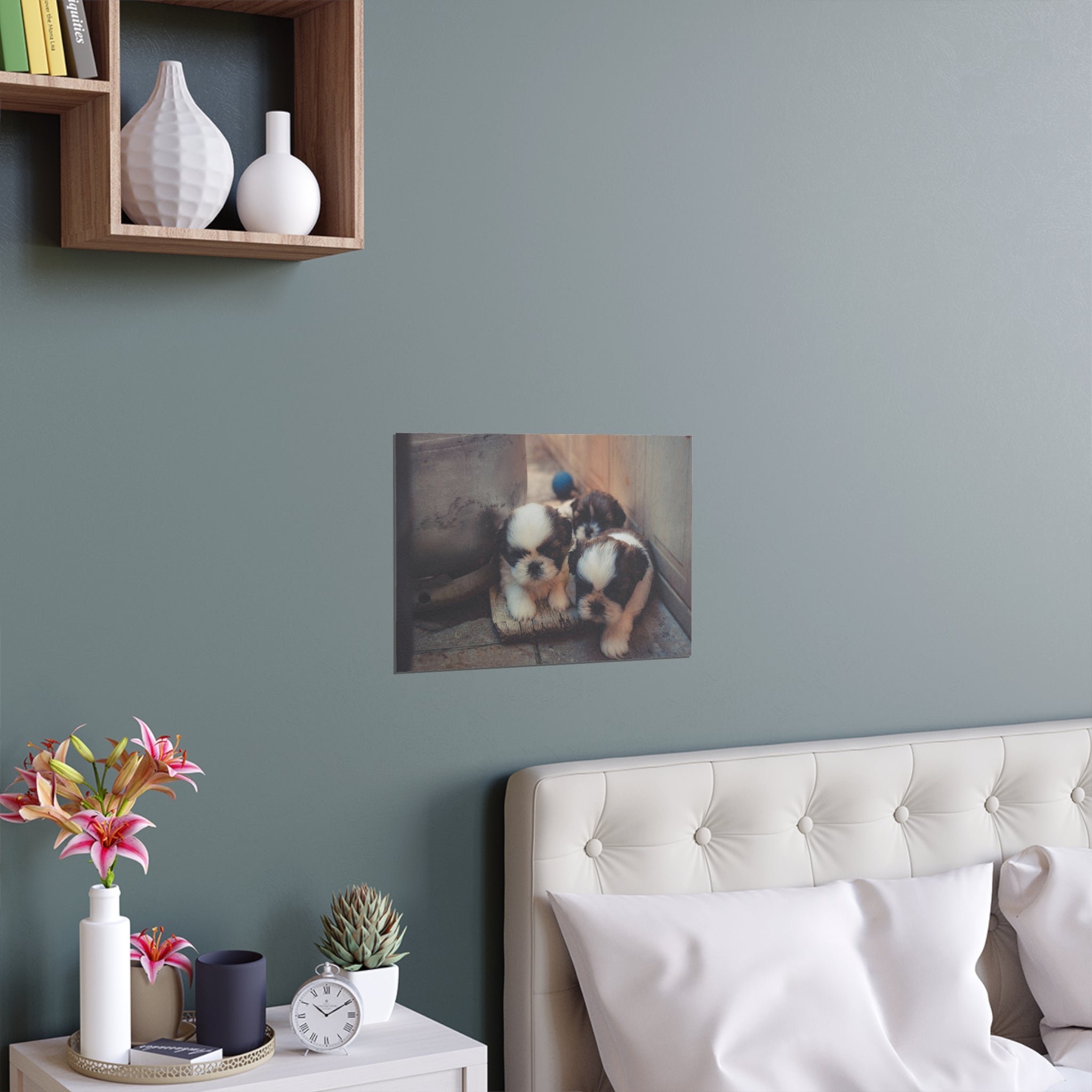 Sleeping Puppies Silk Poster | Indoor Outdoor Wall Art, Cute Dog Photo