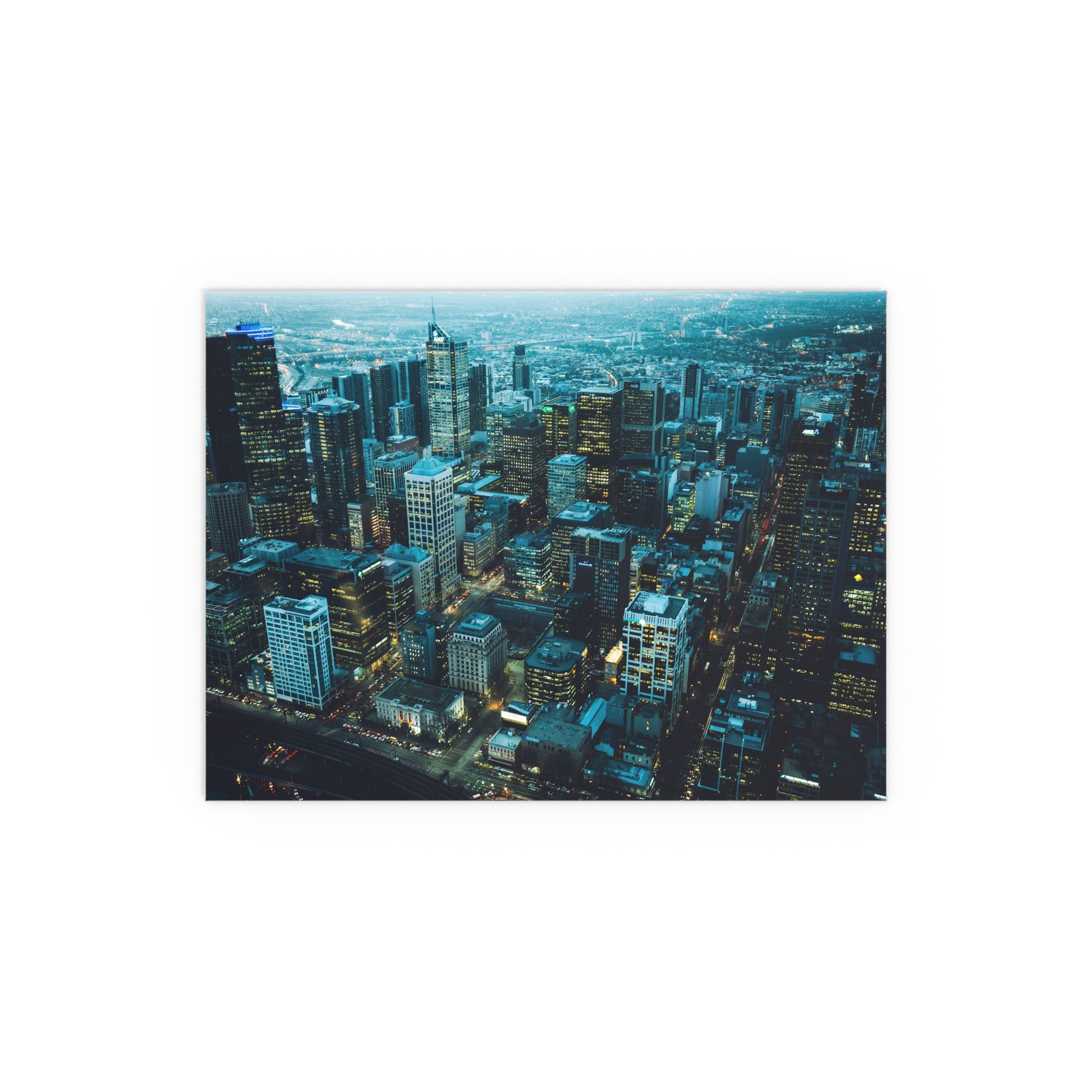 City Skyline at Dusk Silk Poster | Indoor Outdoor Wall Art