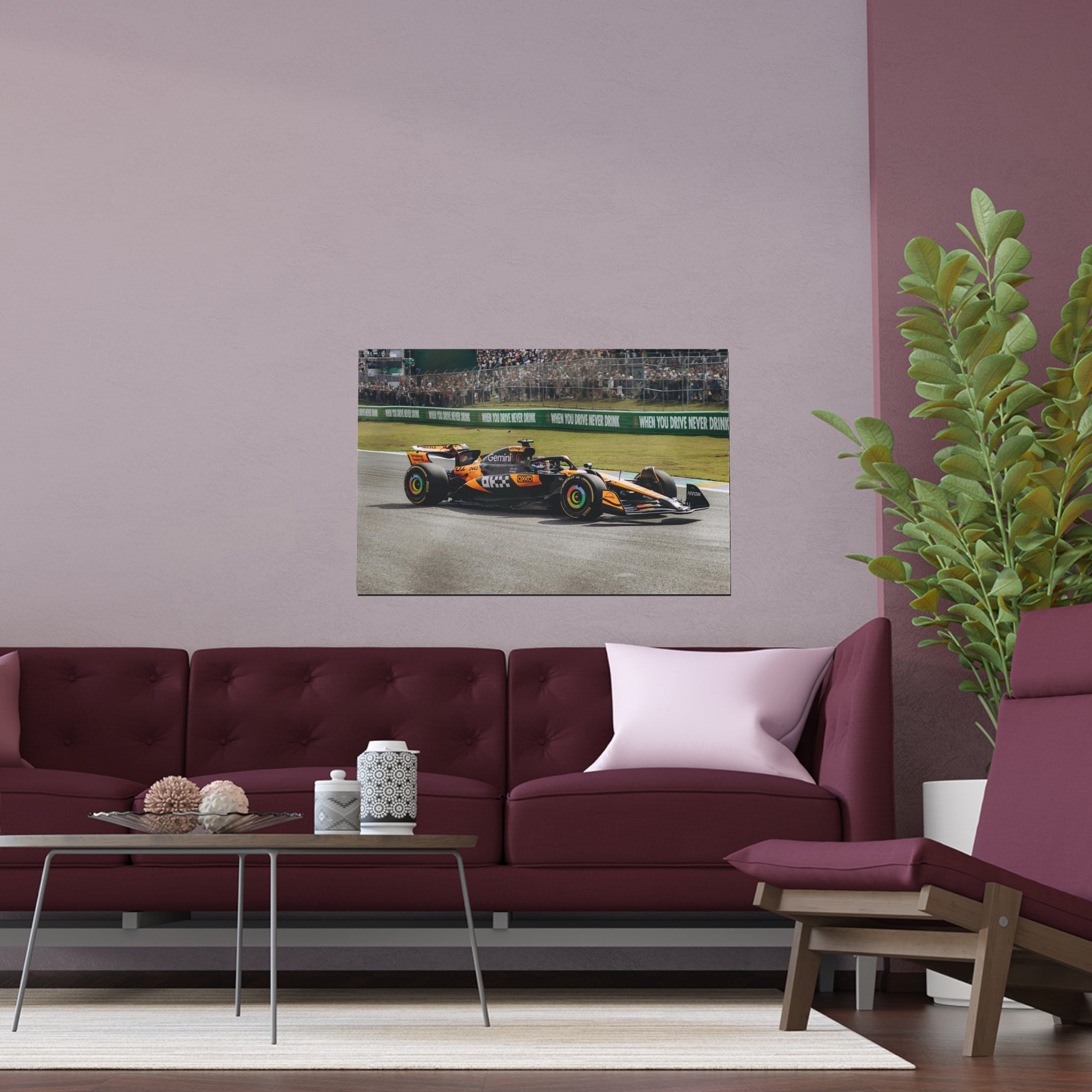 Orange Formula Race Car Silk Poster | Motorsport Wall Art
