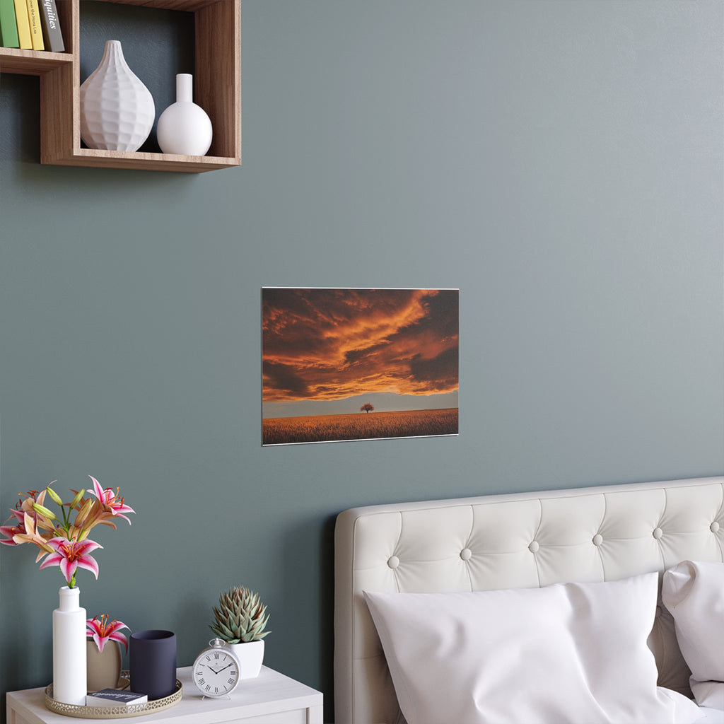 Dramatic Orange Sunset Tree Silk Poster | Wall Art Print