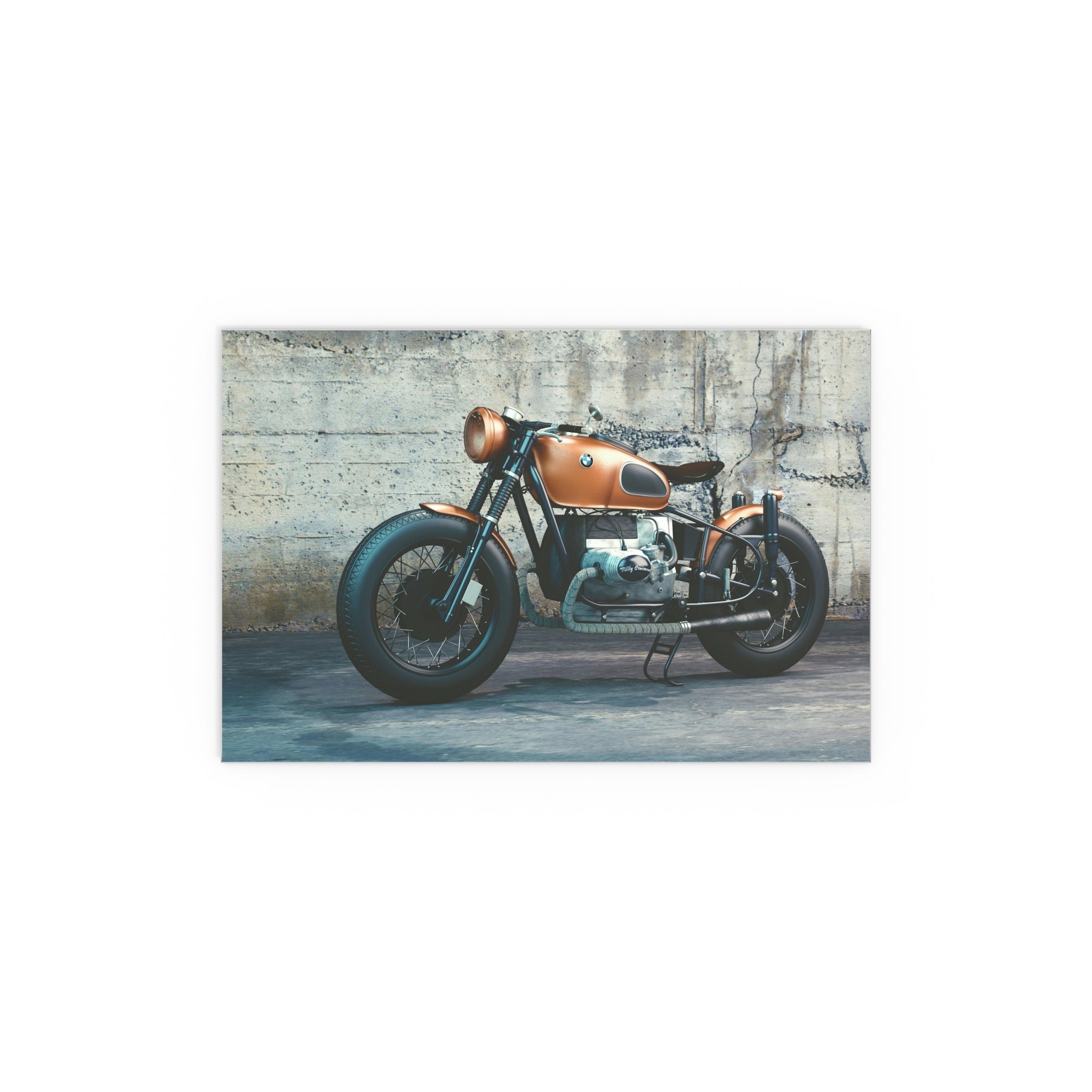 Vintage Cafe Racer Motorcycle Silk Poster | Retro Bike Wall Art