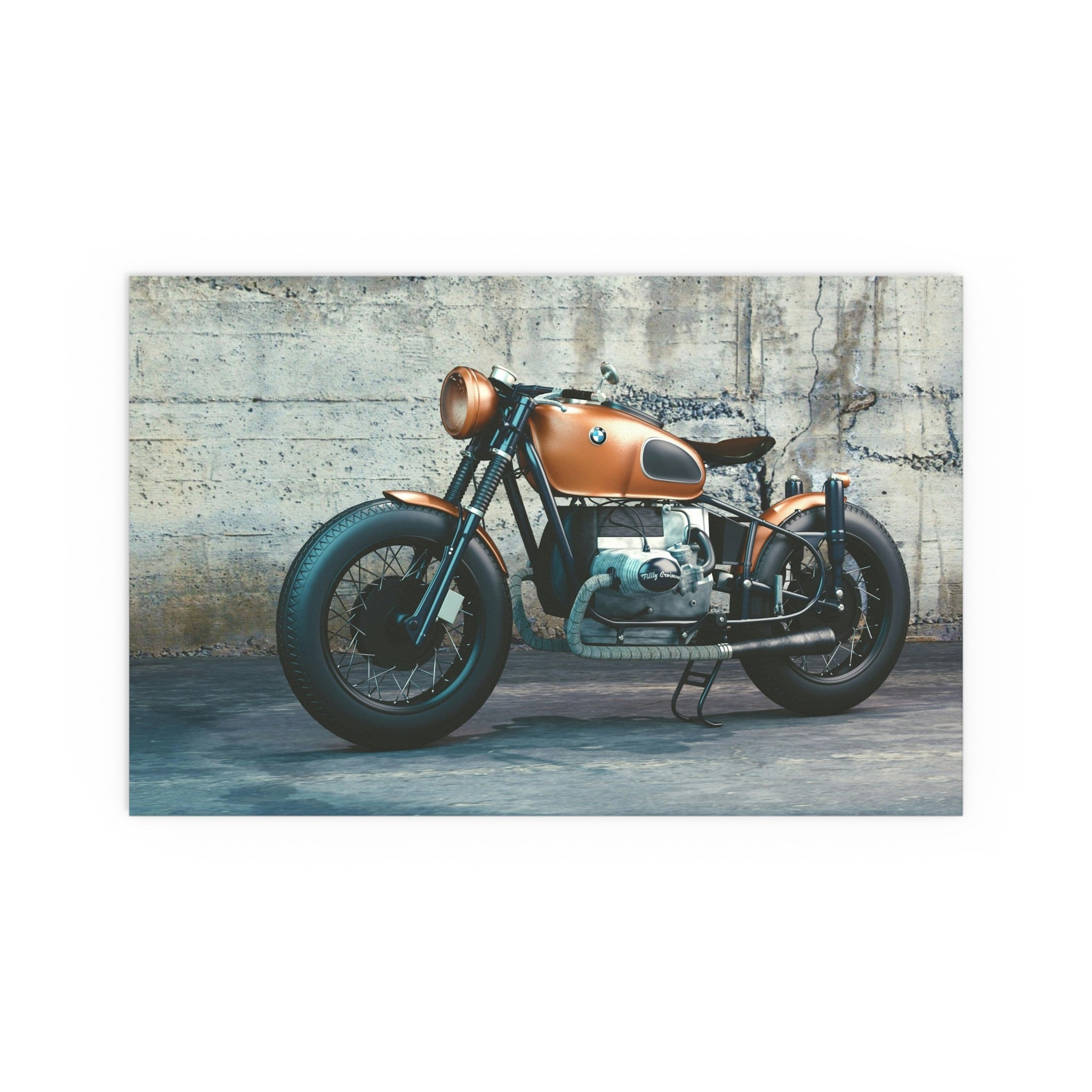 Vintage Cafe Racer Motorcycle Silk Poster | Retro Bike Wall Art