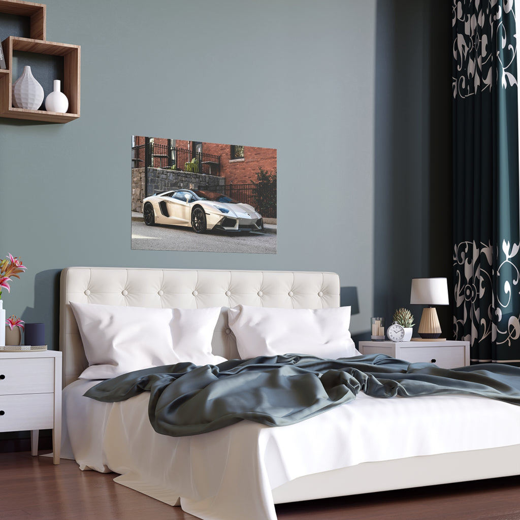 White Lamborghini Sports Car Poster | Silk Poster