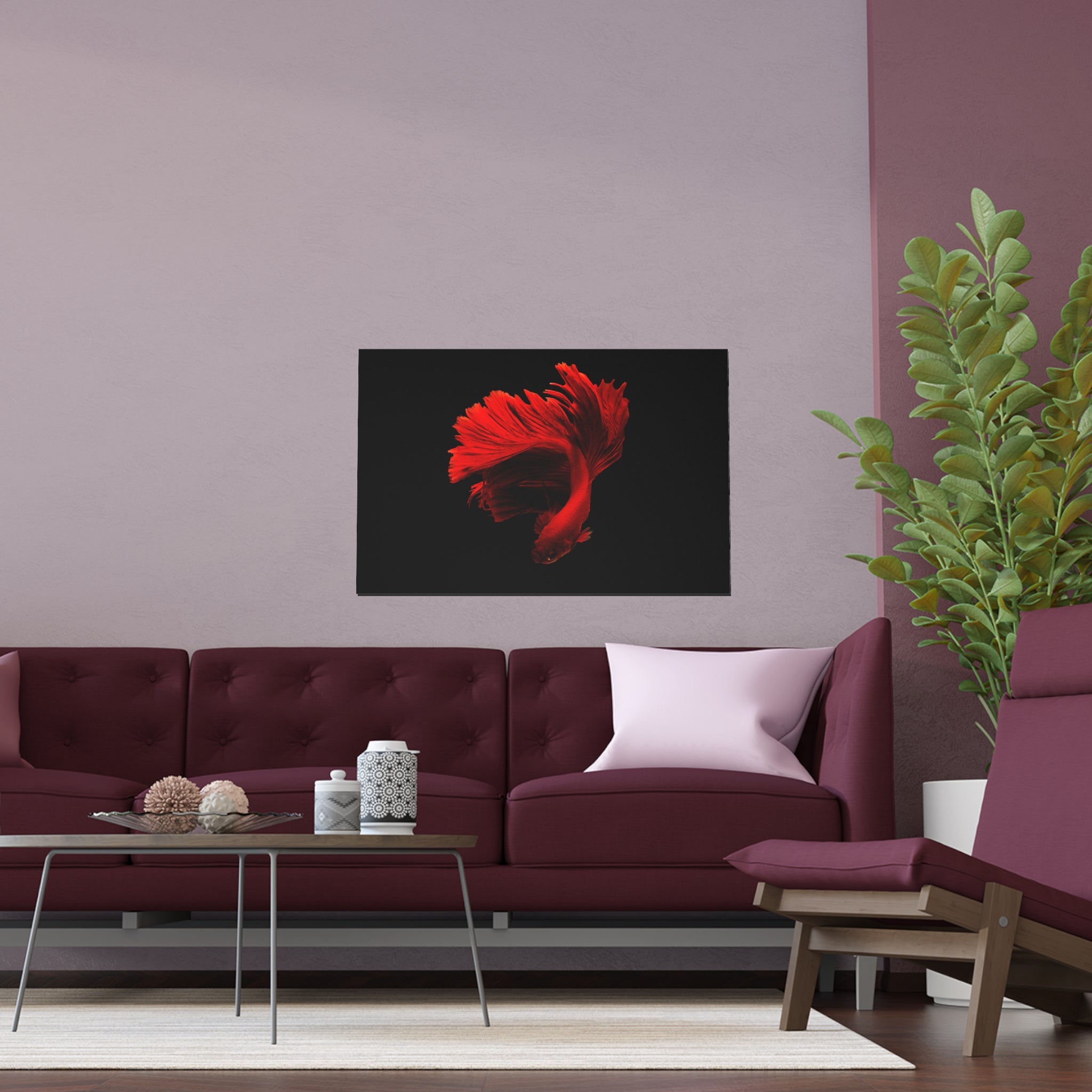 Red Betta Fish Art Silk Poster | Wall Decor