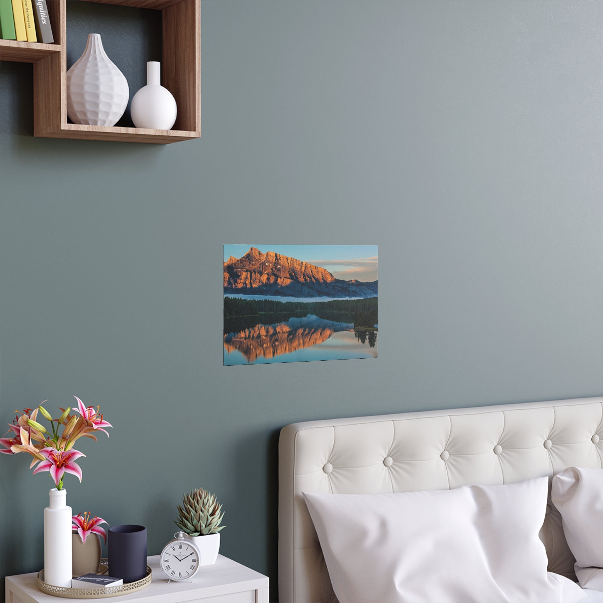 Mountain Lake Reflection Silk Poster | Indoor Outdoor Wall Art