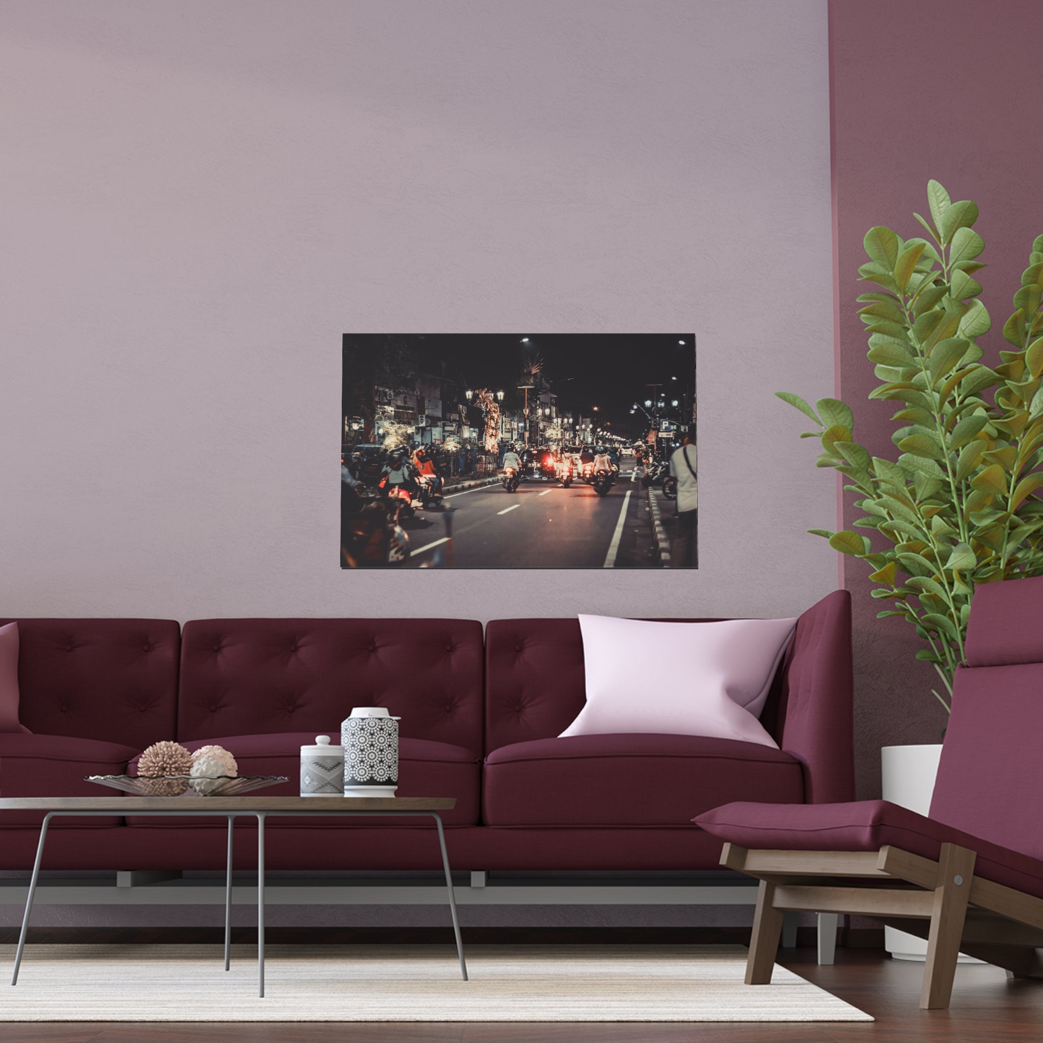 City Night Traffic silk poster | urban street photography wall art