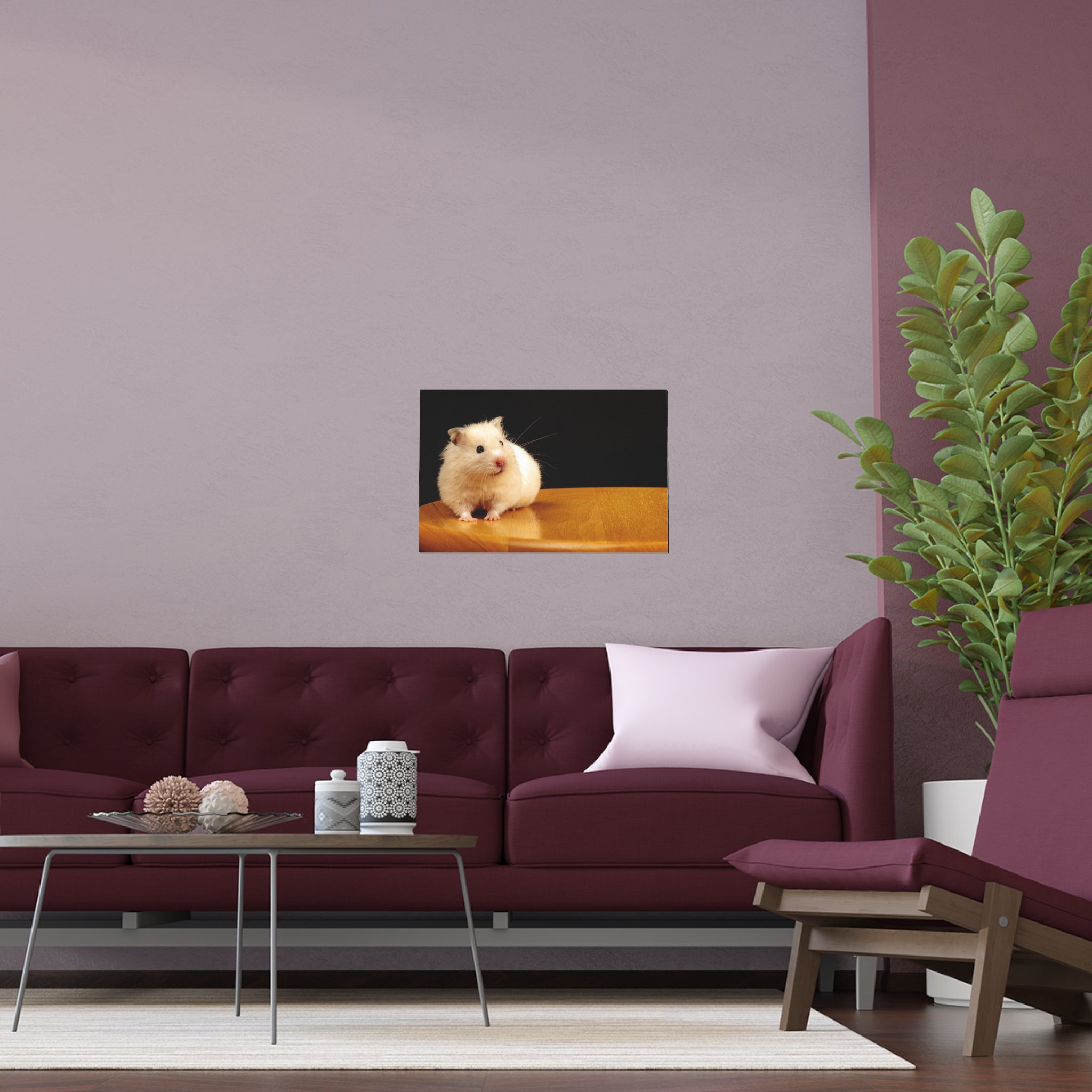 Cute White Hamster Silk Poster | Indoor Outdoor Wall Art