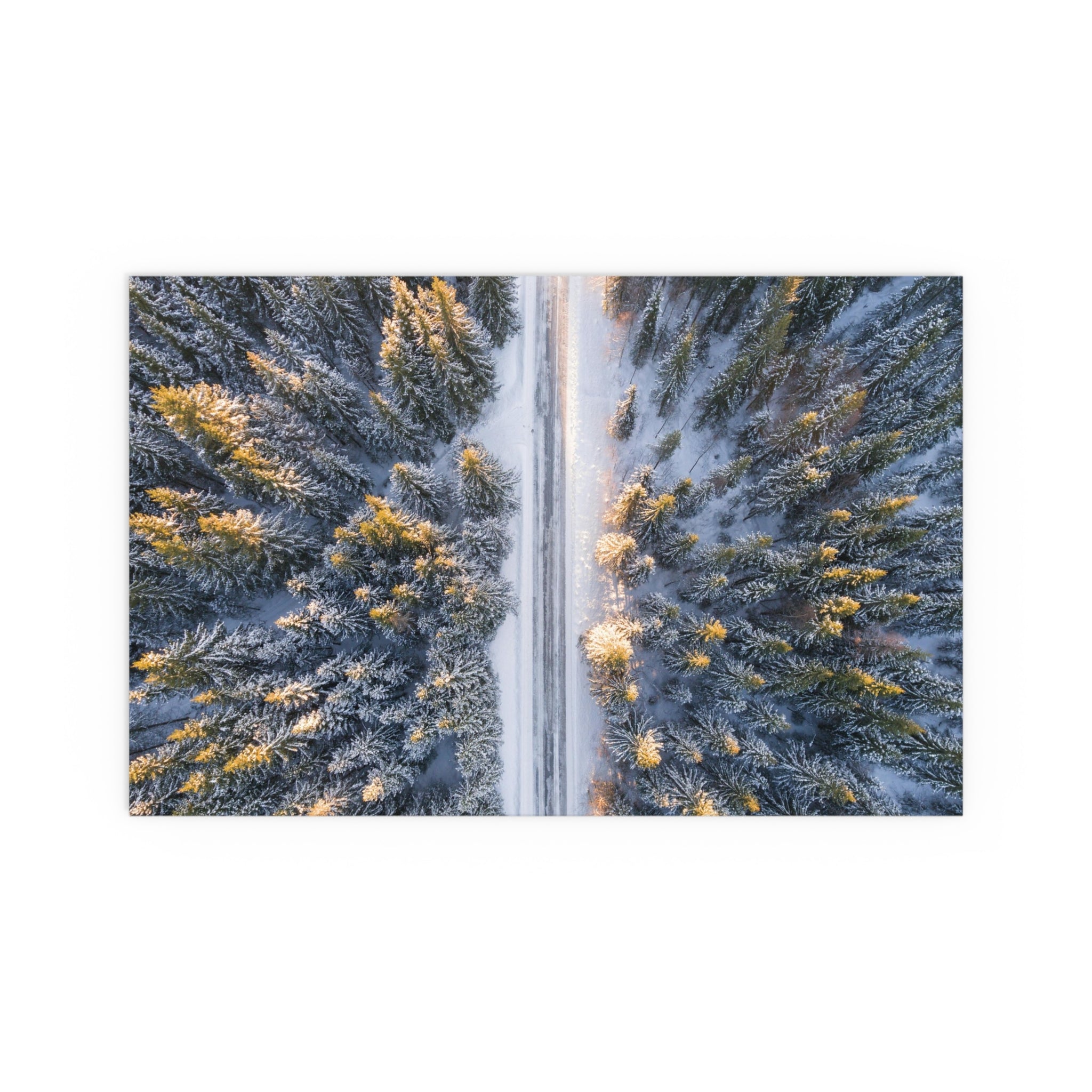 Aerial Snowy Forest Road Poster | Silk Poster