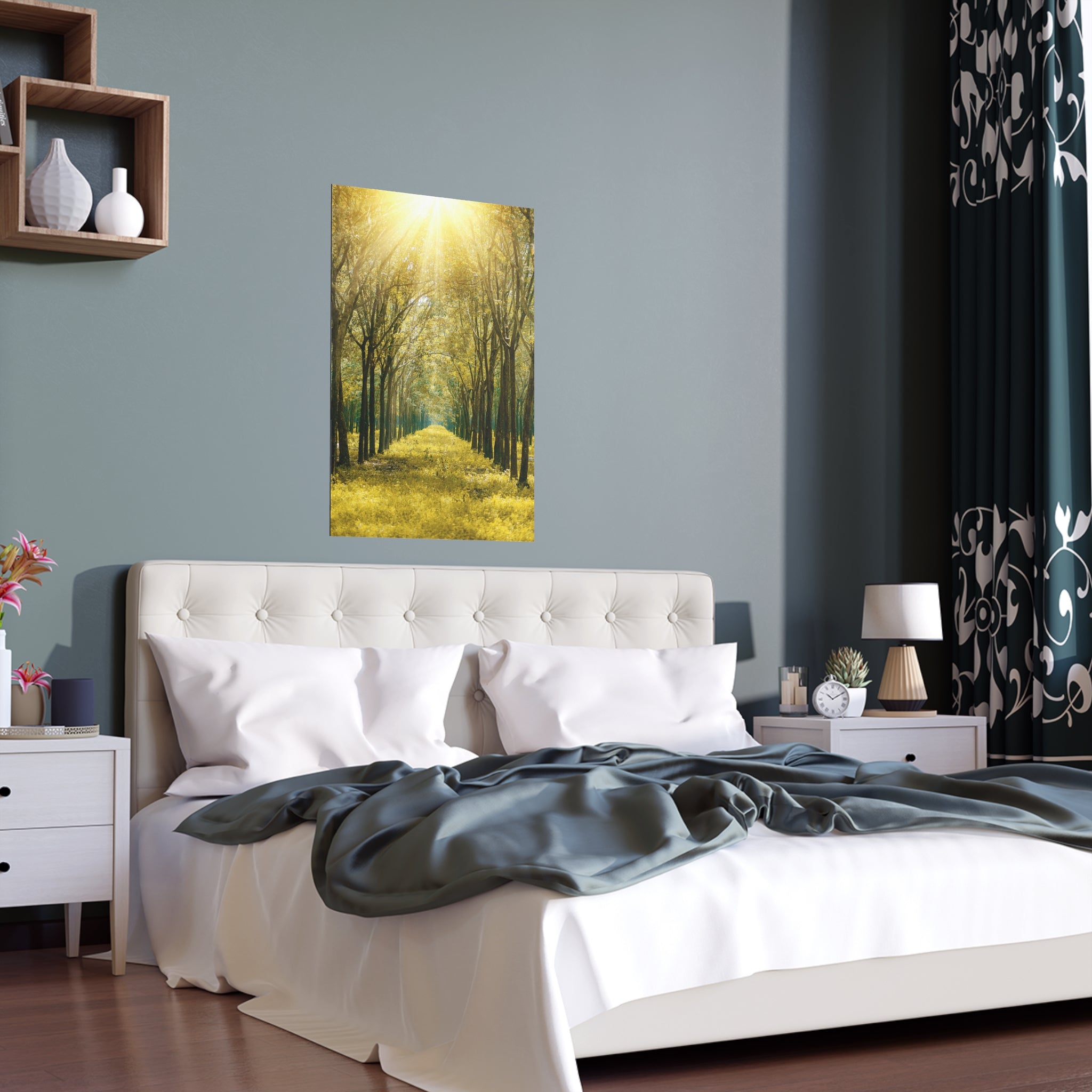 Sunlit Forest Path poster | Silk poster