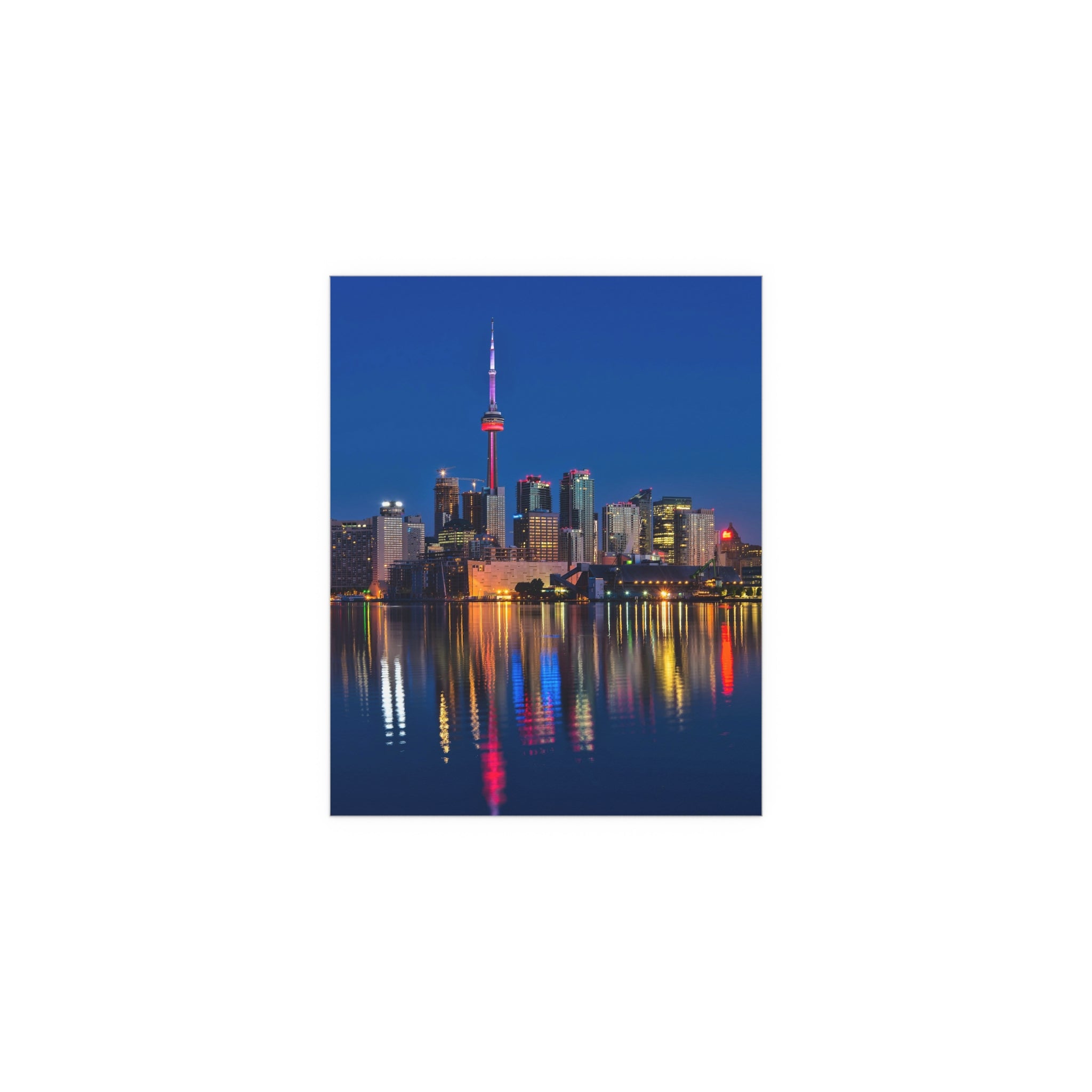 Toronto Skyline Silk Poster | Cityscape Night Reflection Indoor Outdoor
