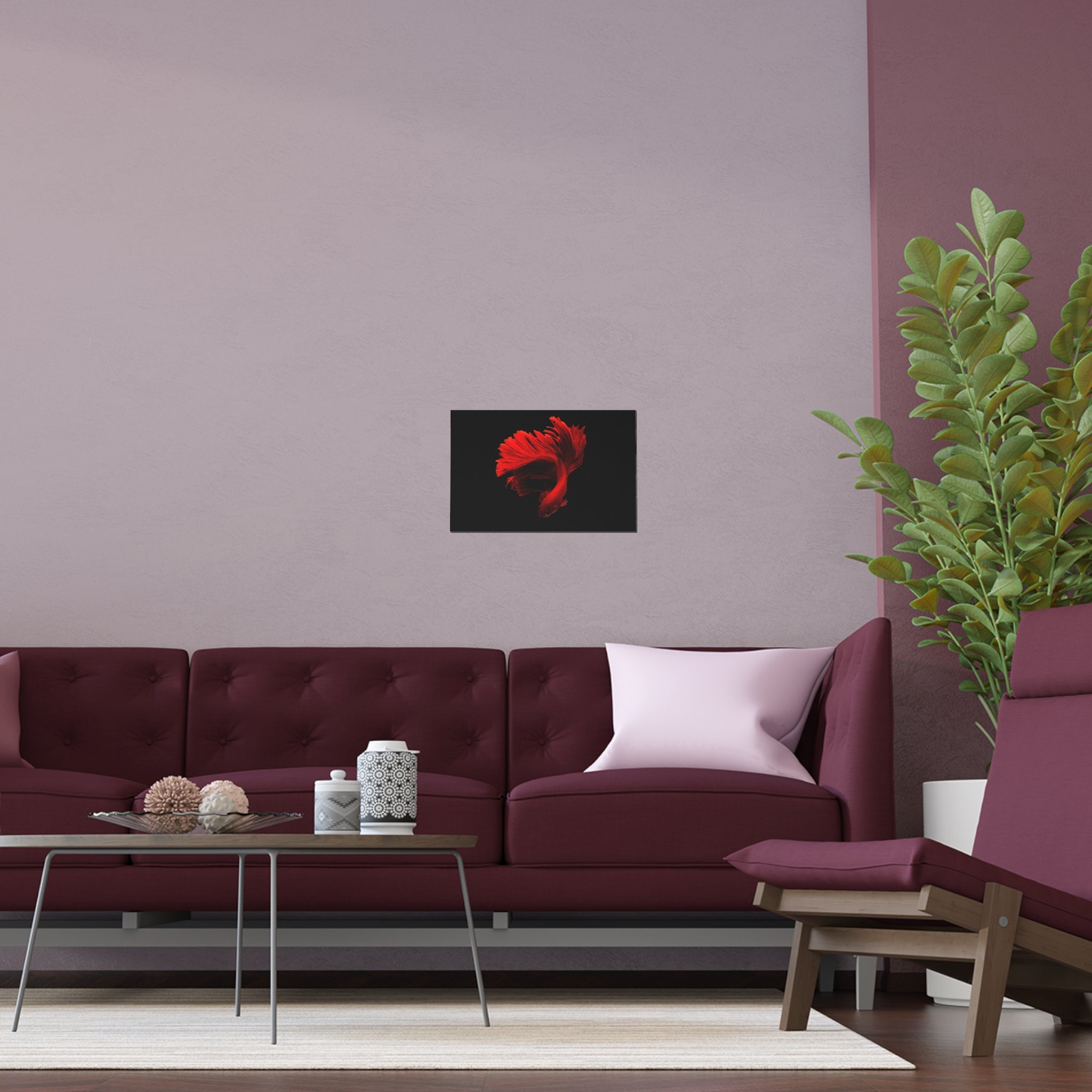 Red Betta Fish Art Silk Poster | Wall Decor