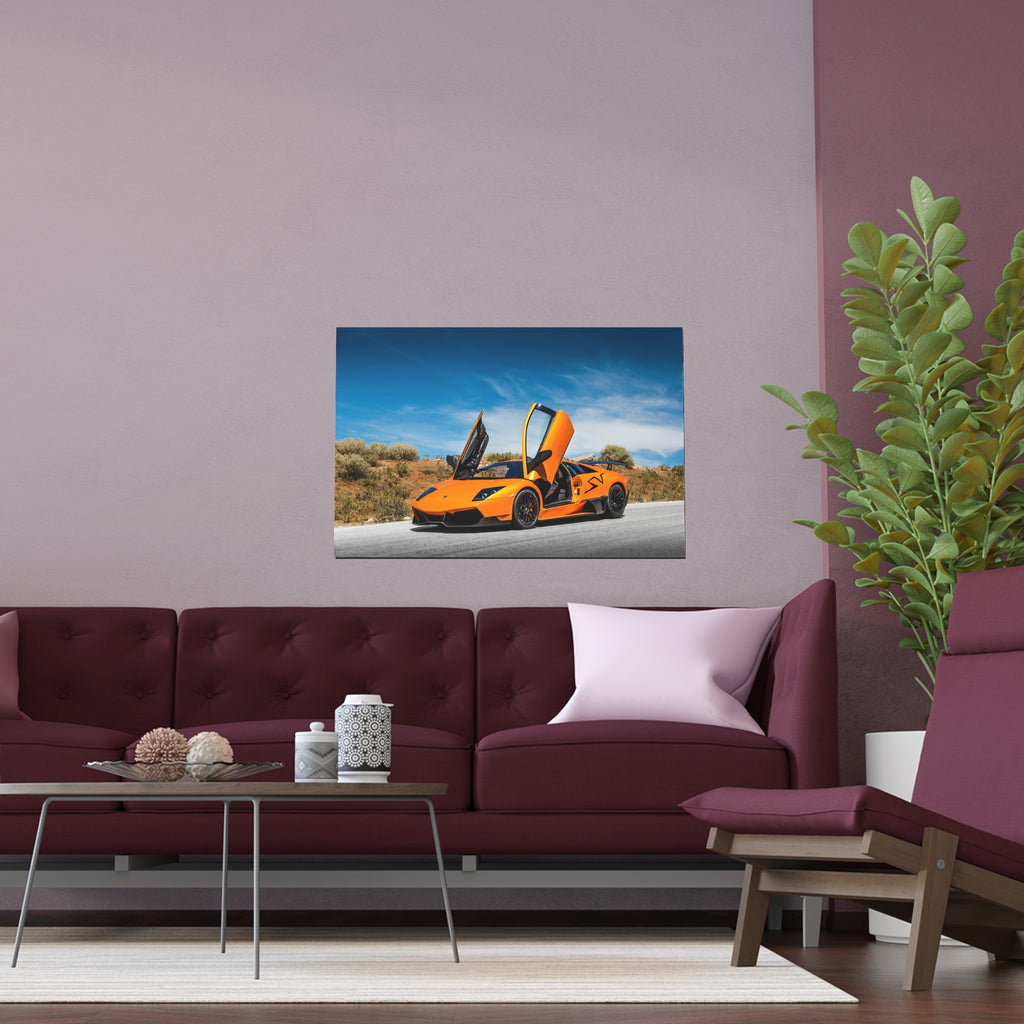 Orange Supercar Poster | Silk Print Indoor Outdoor