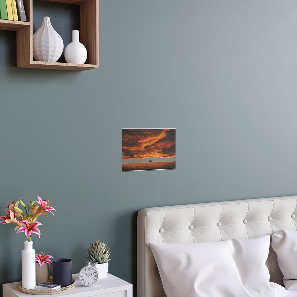 Dramatic Orange Sunset Tree Silk Poster | Wall Art Print