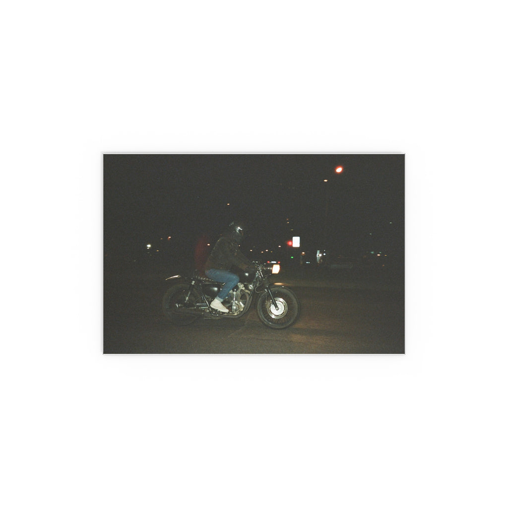 Nighttime Motorcycle Photo silk poster | wall art