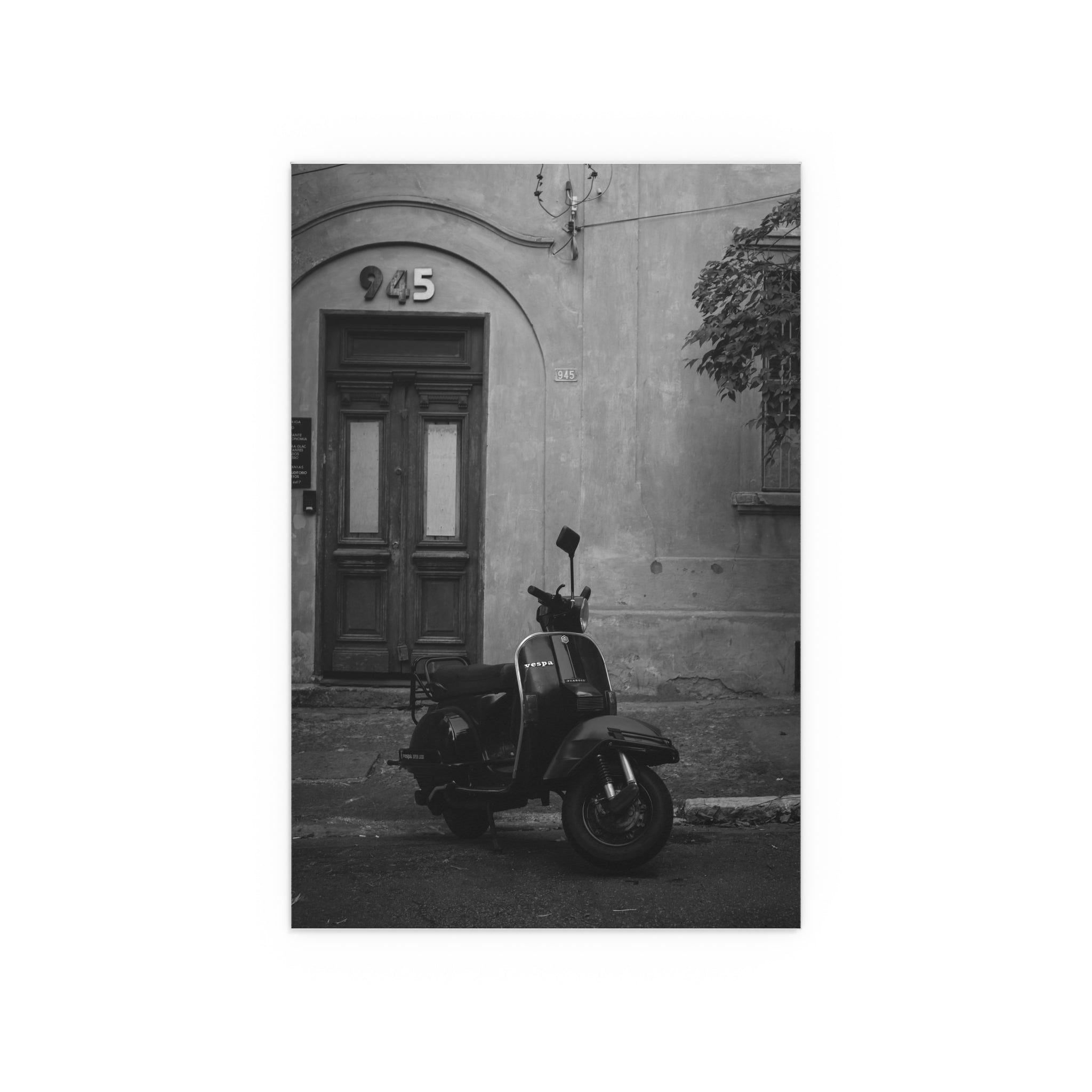 Vintage Vespa Scooter poster Silk Poster | Black and White European Street Photography