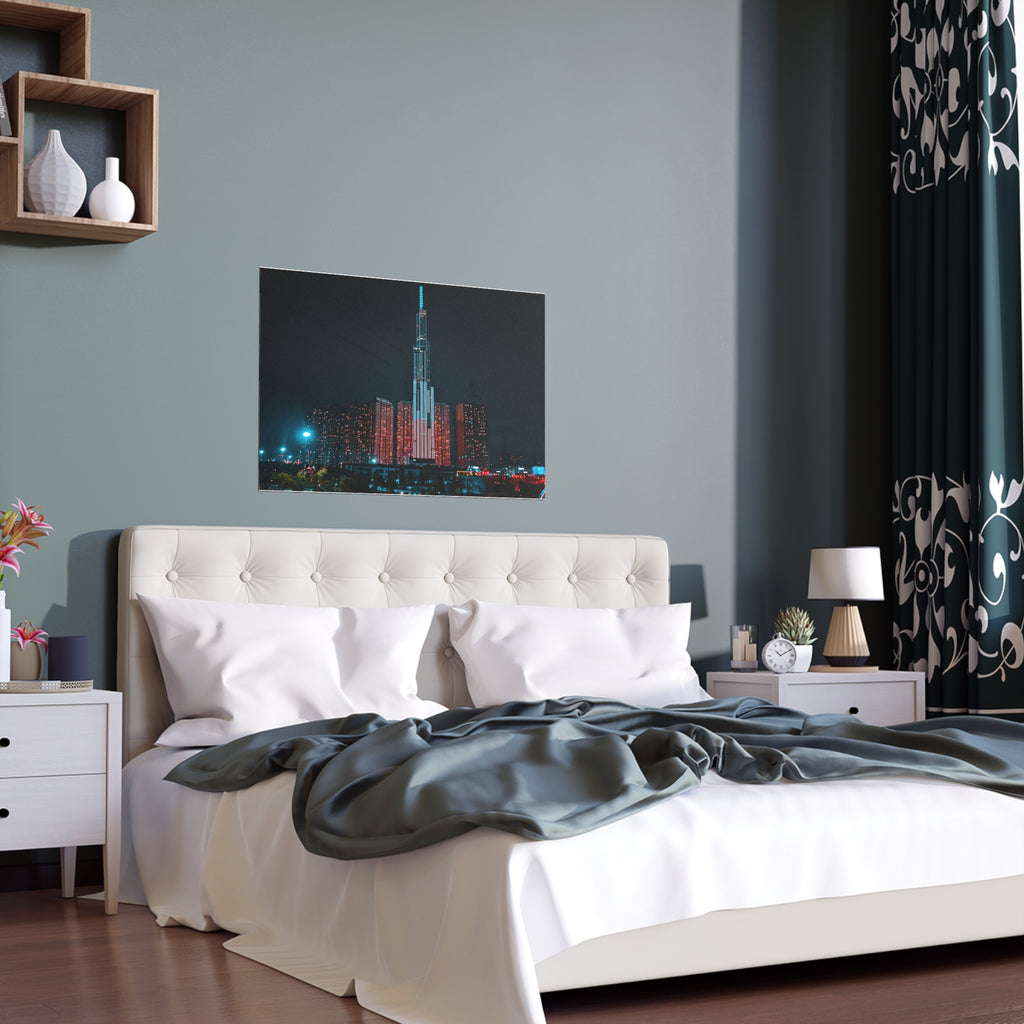 Neon City Skyline Poster