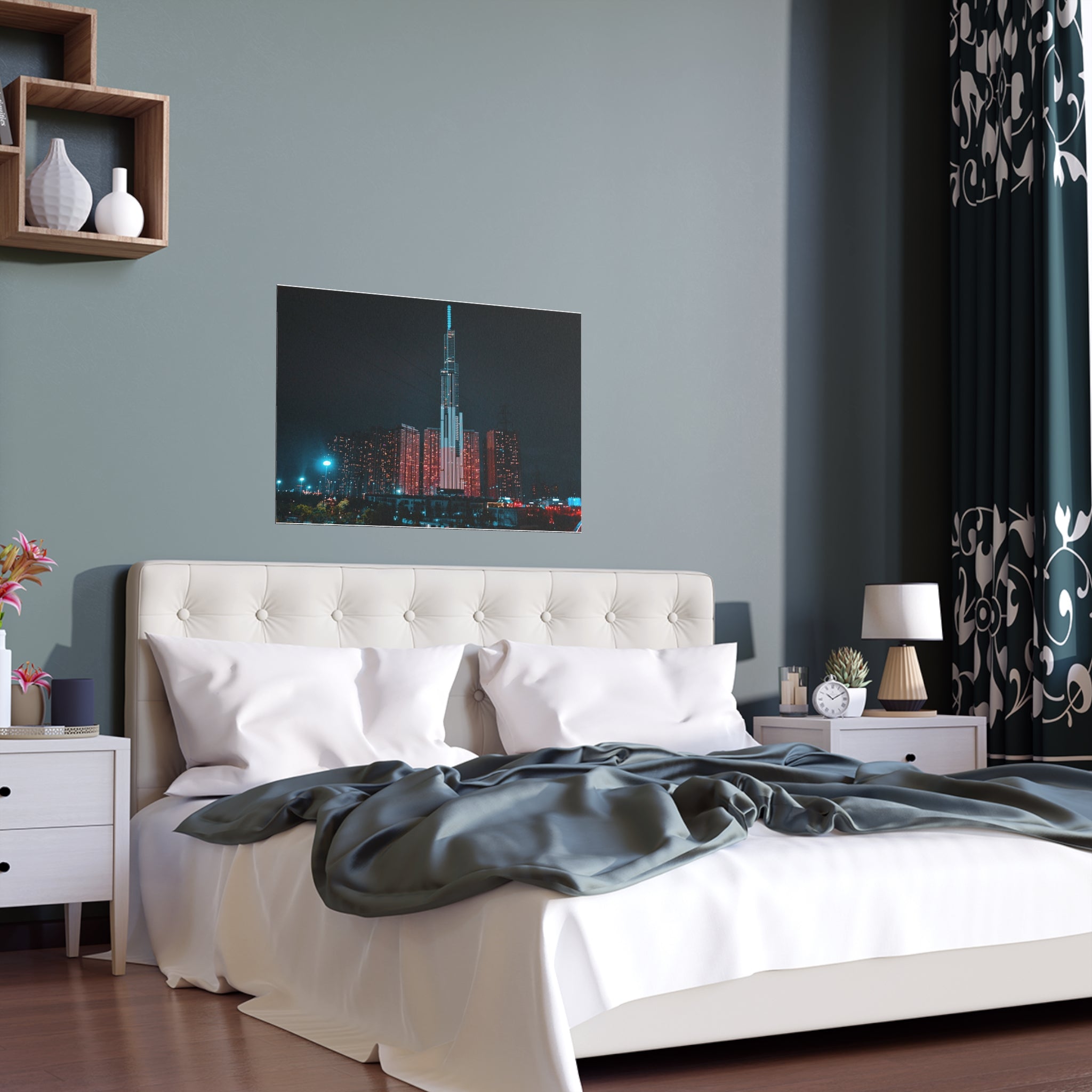 Neon City Skyline Poster