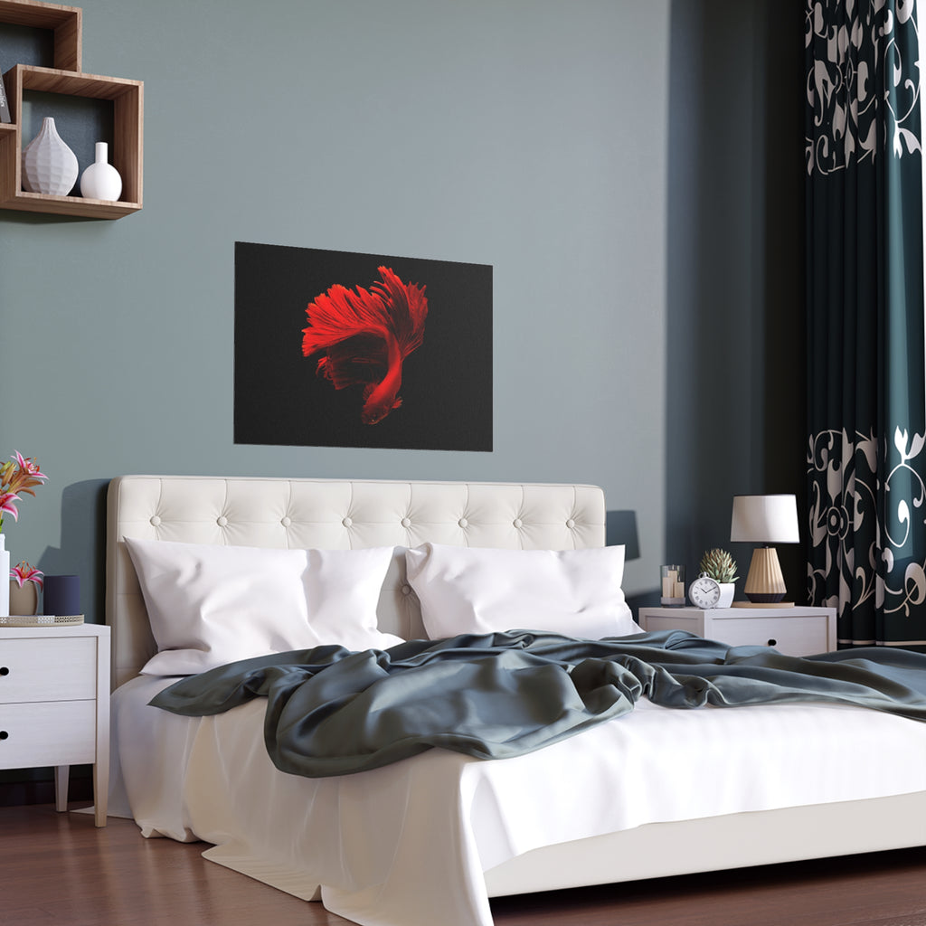 Red Betta Fish Art Silk Poster | Wall Decor