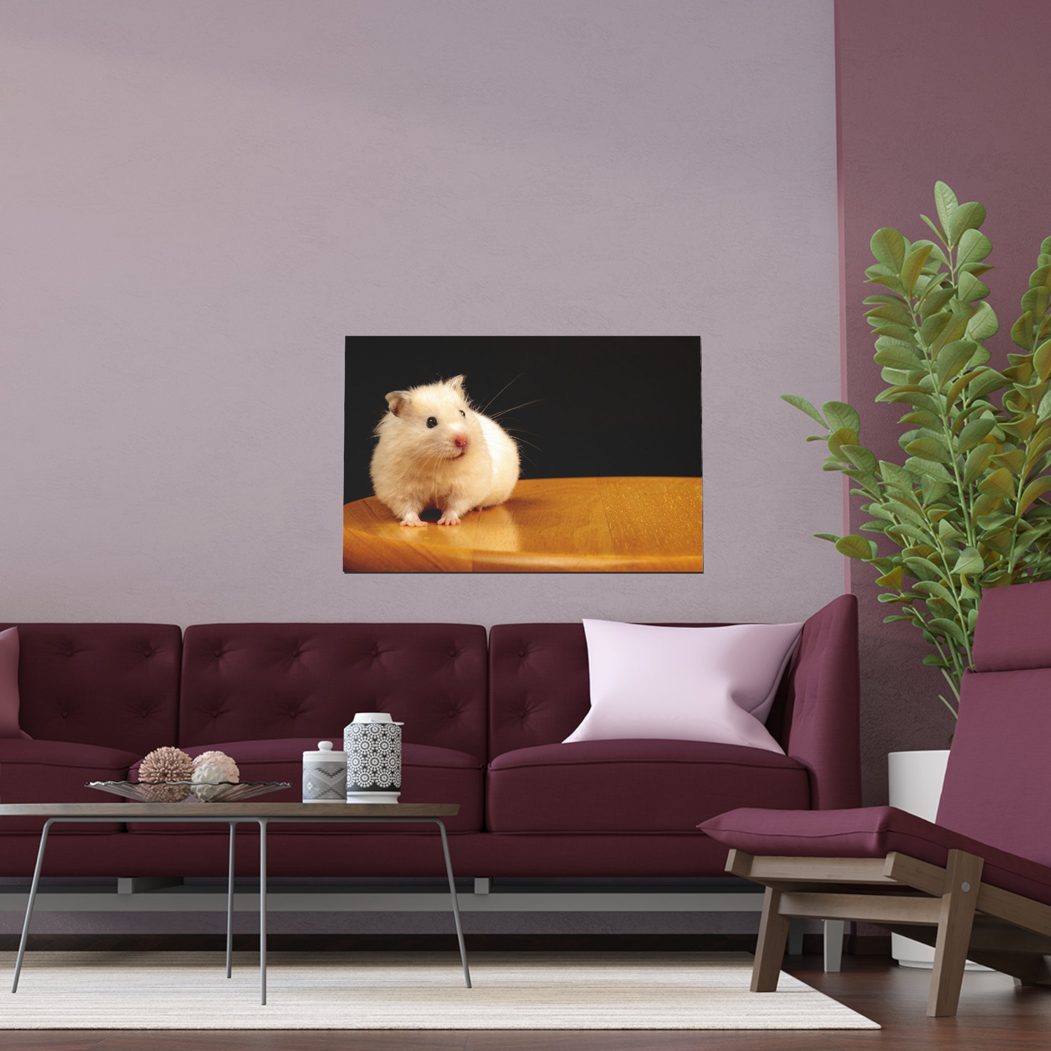 Cute White Hamster Silk Poster | Indoor Outdoor Wall Art